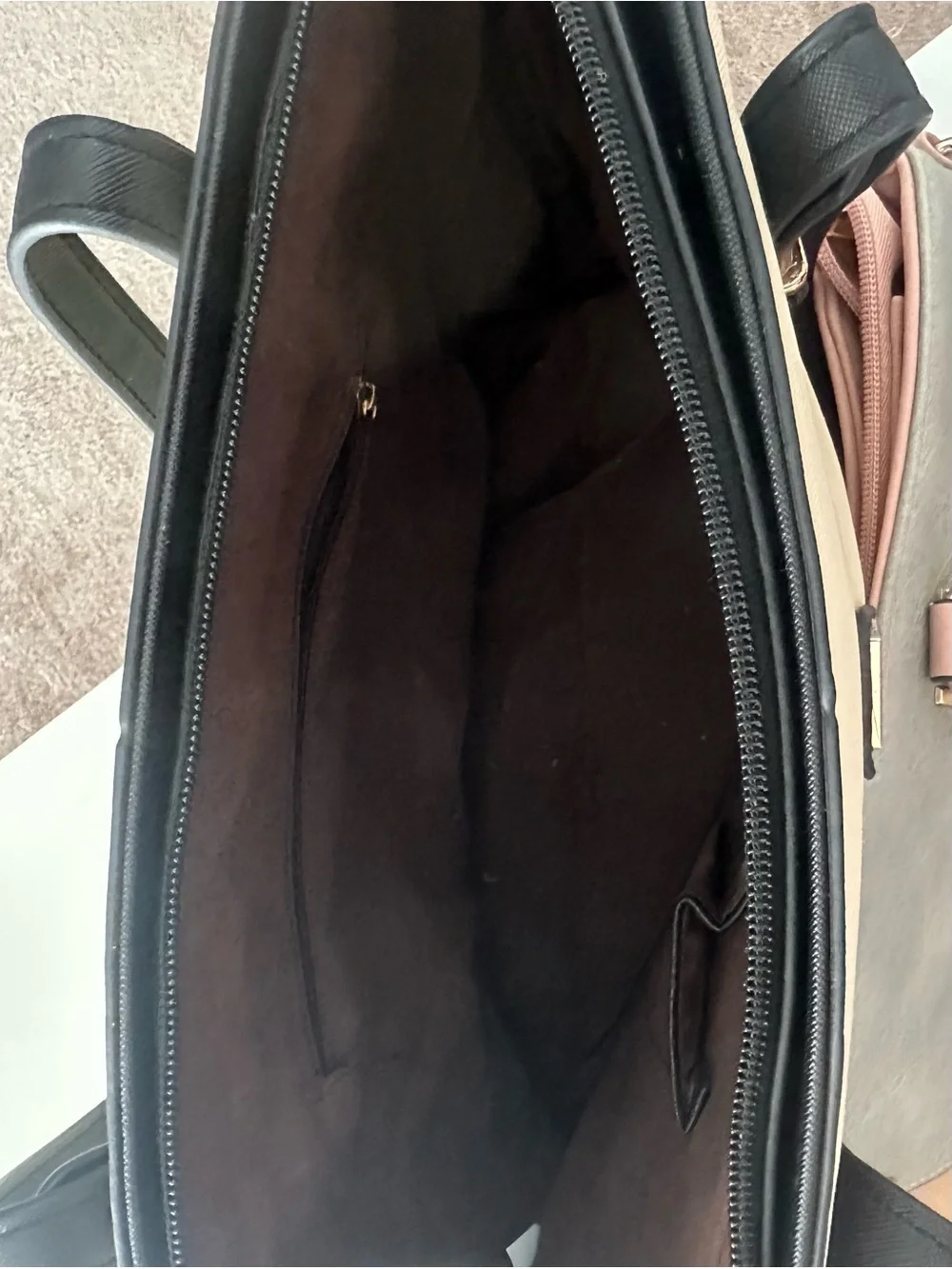 👜 Elegant & Spacious Handbag (Tote) Duo (Cream/Black + Pink) – Like New!